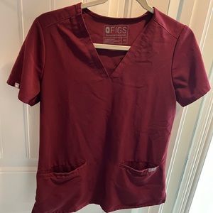 Figs Women’s Burgundy XS Casma Three Pocket Scrub Top